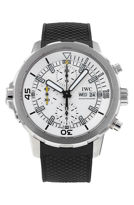 Shop Watchfinder & Co. Iwc  Aquatimer Chronograph Rubber Strap Watch, 44mm In Silver