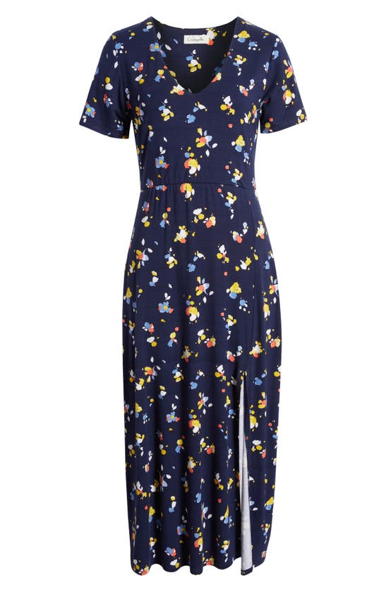 Shop Loveappella Floral Midi Dress In Navy