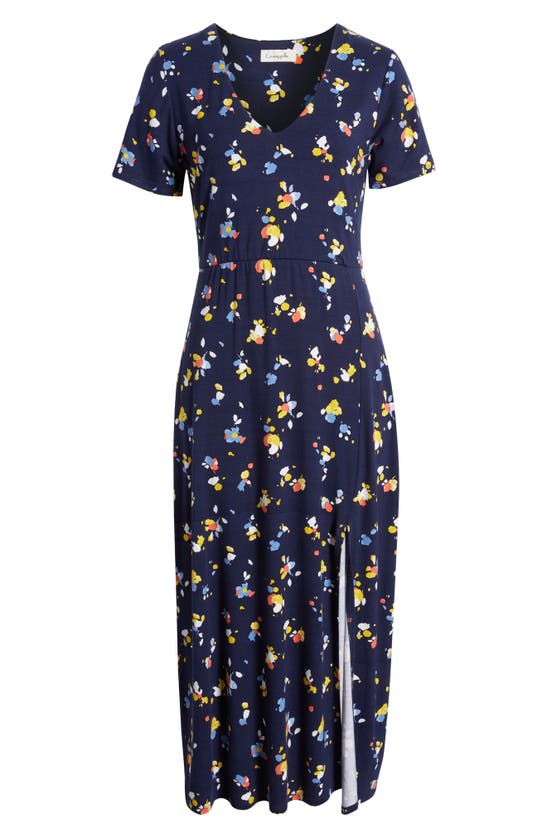 Loveappella Floral Midi Dress In Navy