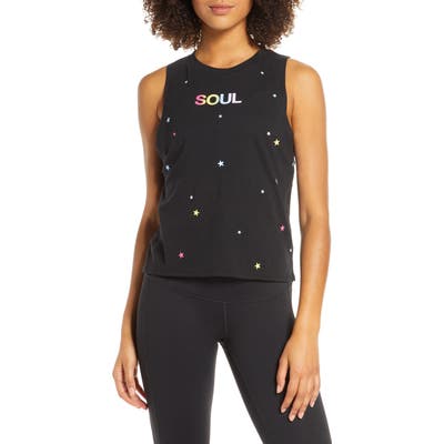 Soul By Soulcycle Rainbow Stars & Soul Muscle Tank, Black