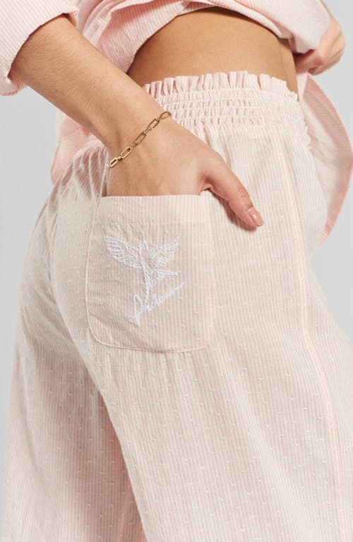Peachaus Chicory Striped Woven-cotton Pajama Pants In Dawnlight Coral