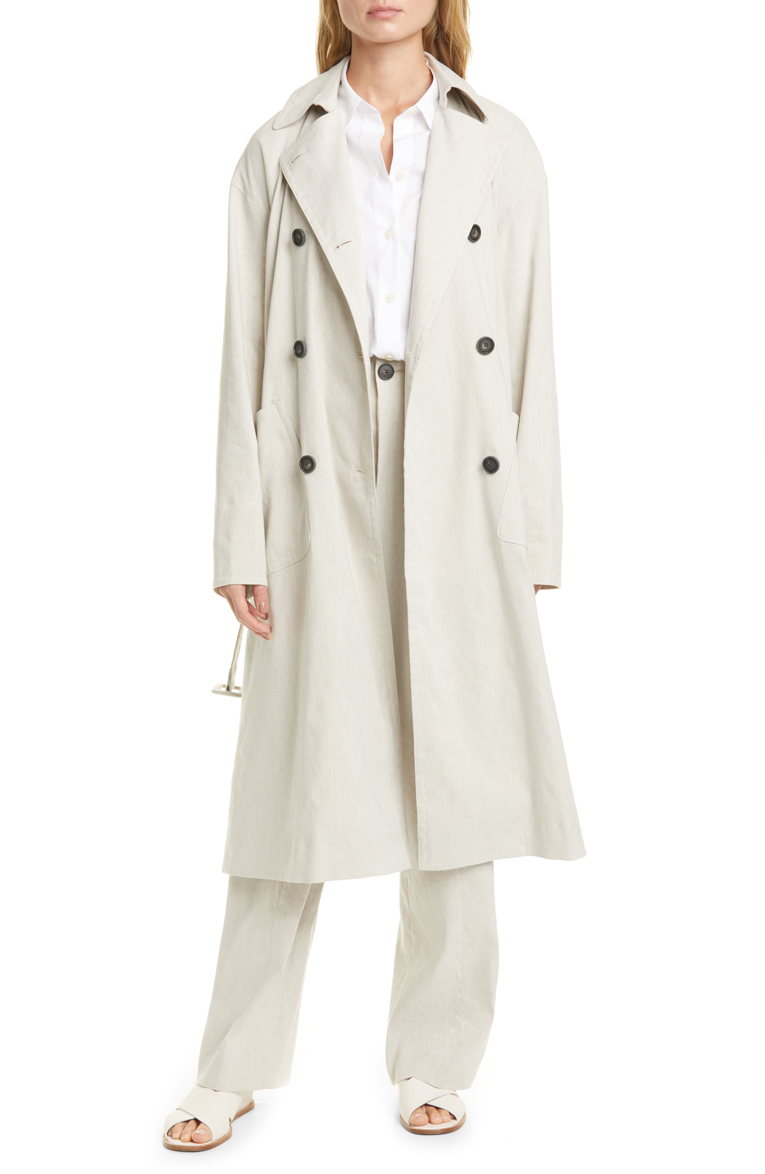 trench coat with writing