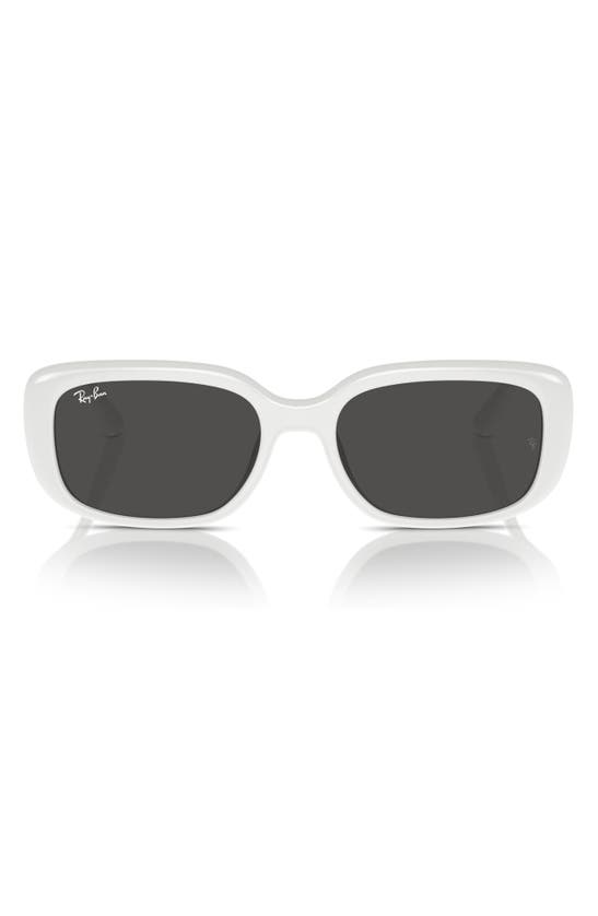 Ray Ban 56mm Pillow Rectangular Sunglasses In White