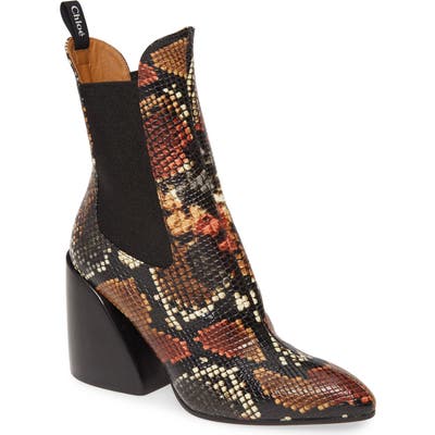 Chloe Wave Snake Embossed Chelsea Boot, Beige (Nordstrom Exclusive)