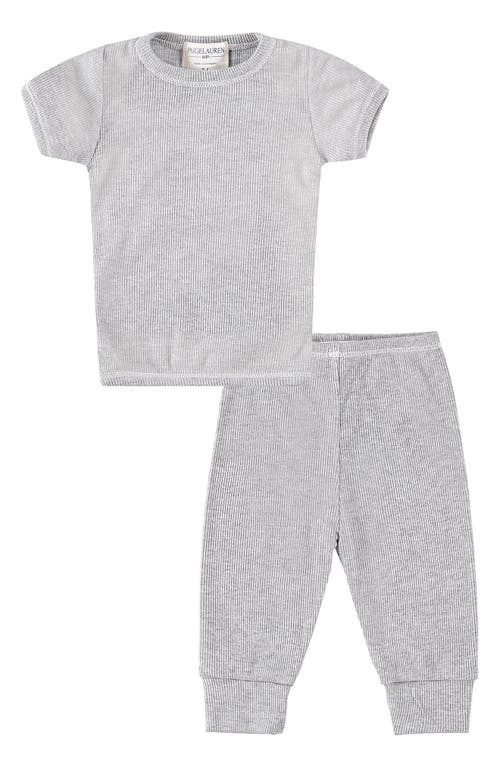 Shop Paigelauren Organic Cotton Rib T-shirt & Sweatpants Set In Gray