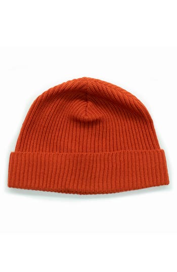 Portolano Merino Wool Rib Cuff Beanie In Ruddy