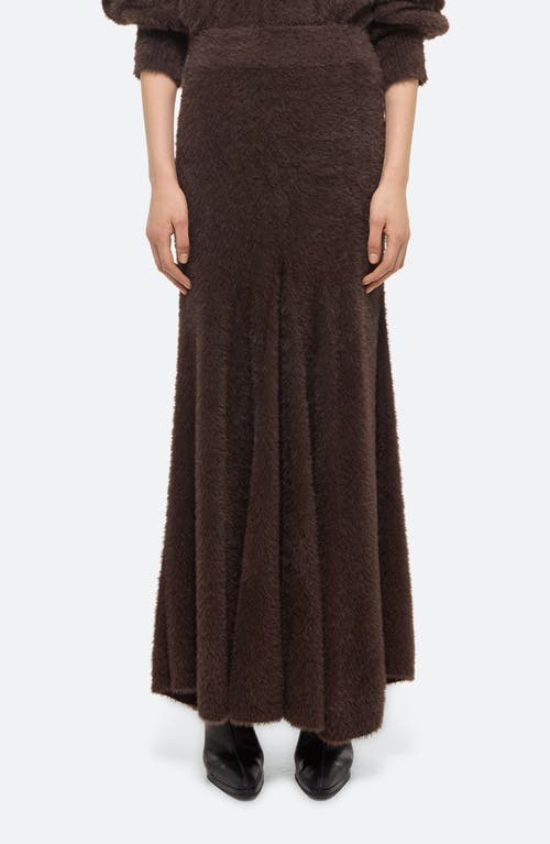 Helmut Lang Grunge Pleated Eyelash Knit Maxi Skirt In Espresso - D1p