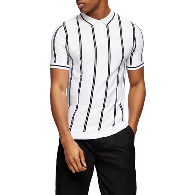 Topman Stripe Pique Polo, White