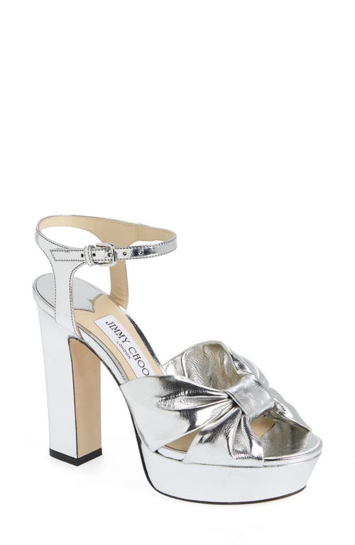 Jimmy Choo Heloise Metallic Platform Sandal Silver at Nordstrom,