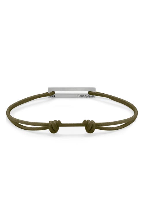 Shop Le Gramme 1.7g Sterling Silver & Cord Bracelet In Silver/khaki