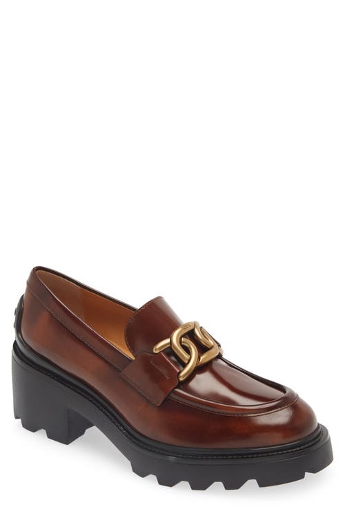 Tod's Leather Loafers In Cuoio Scuro