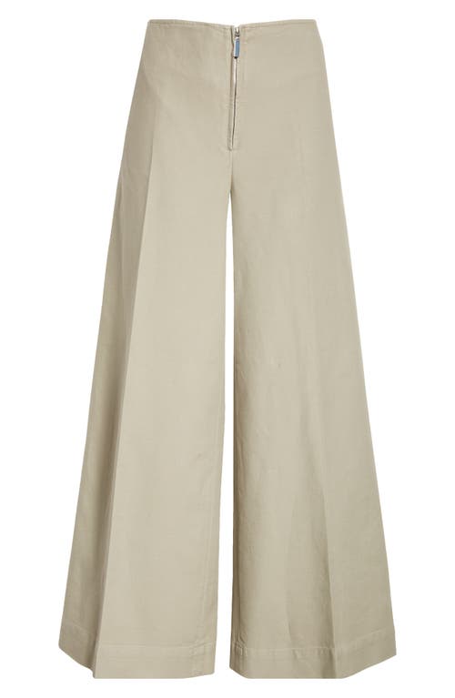 Shop Totême Toteme Wide Leg Organic Cotton Trousers In Dove