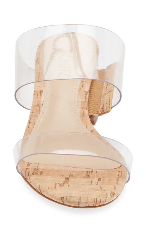 Schutz Women's Victorie Mid Block Heel Sandals Women's Shoes In Transparent/natural