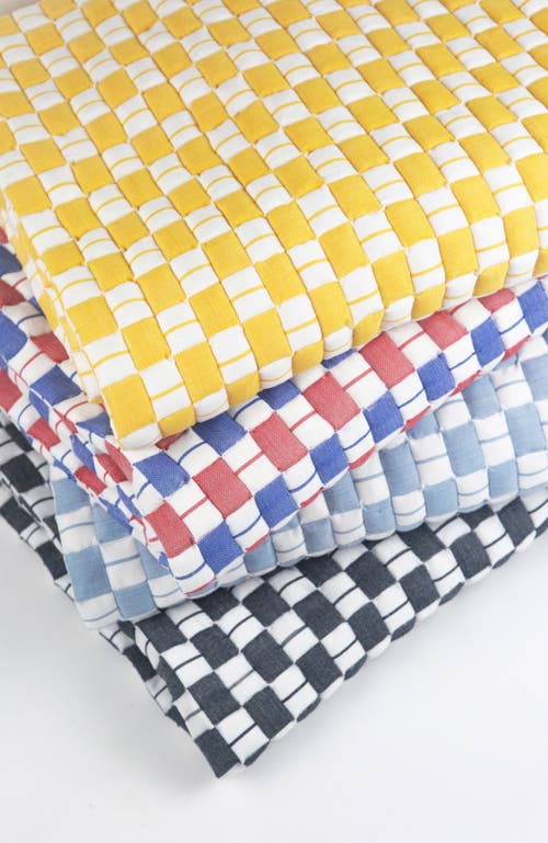 ARCHIVE NEW YORK ARCHIVE NEW YORK SUZANI QUILTED HANDWOVEN CHECKERED COTTON THROW BLANKET 