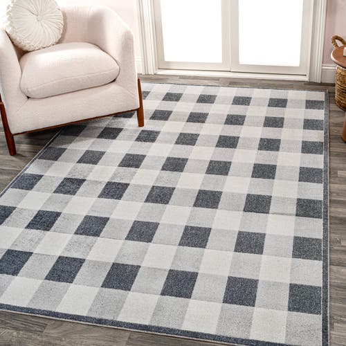 Jonathan Y Gingham Gradient Plaid Cottage Machine-washable Area Rug In Light Gray/dark Gray/cream
