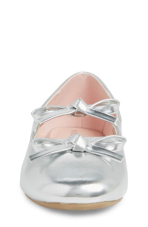 Shop Nordstrom Kids' Elodie Bow Flat In Silver Metallic