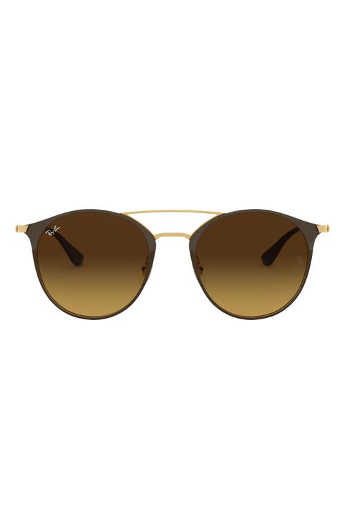 Shop Ray Ban Ray-ban 52mm Round Sunglasses In Brown/gold