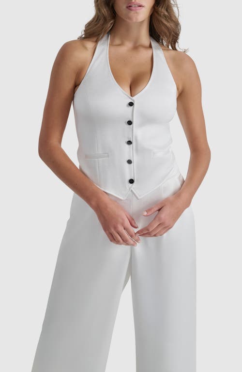 Shop Dkny Halter Tuxedo Jumpsuit In Ivory