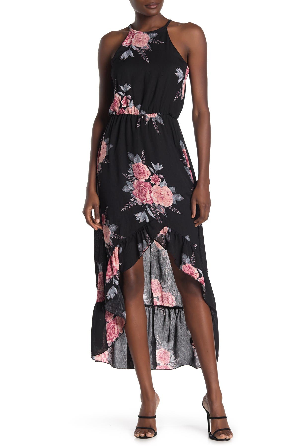 MAX & ASH | Floral Halter Neck High/Low Maxi Dress | Nordstrom Rack