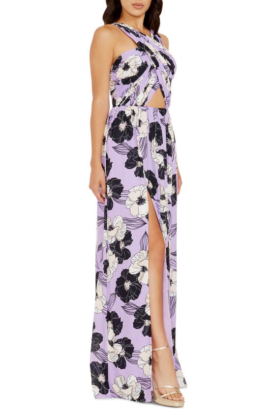 Shop Dress The Population Rose Print Cutout Maxi Dress In Wisteria Multi