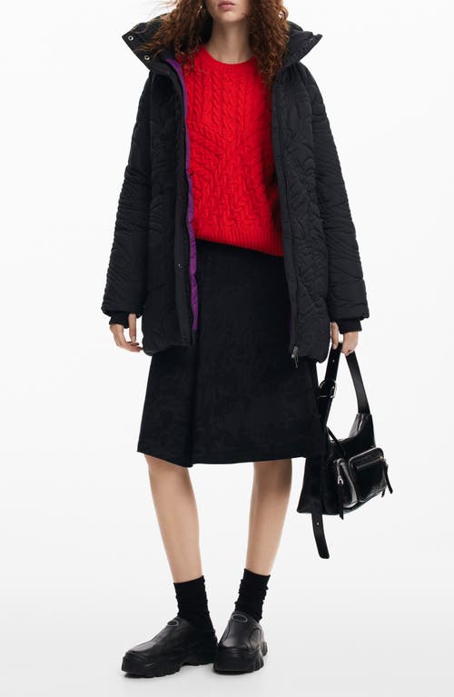 Desigual Aarhus Quilted Coat In Black
