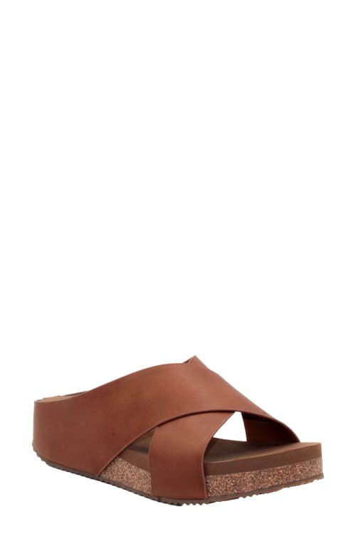Volatile Ablette Wedge Slide Sandal In Tan Leather