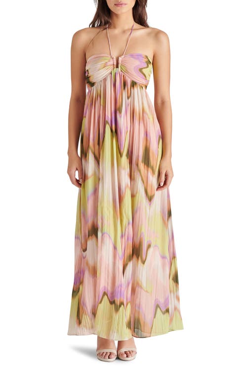 Nolita Pleated Halter Maxi Dress in Pink Multi