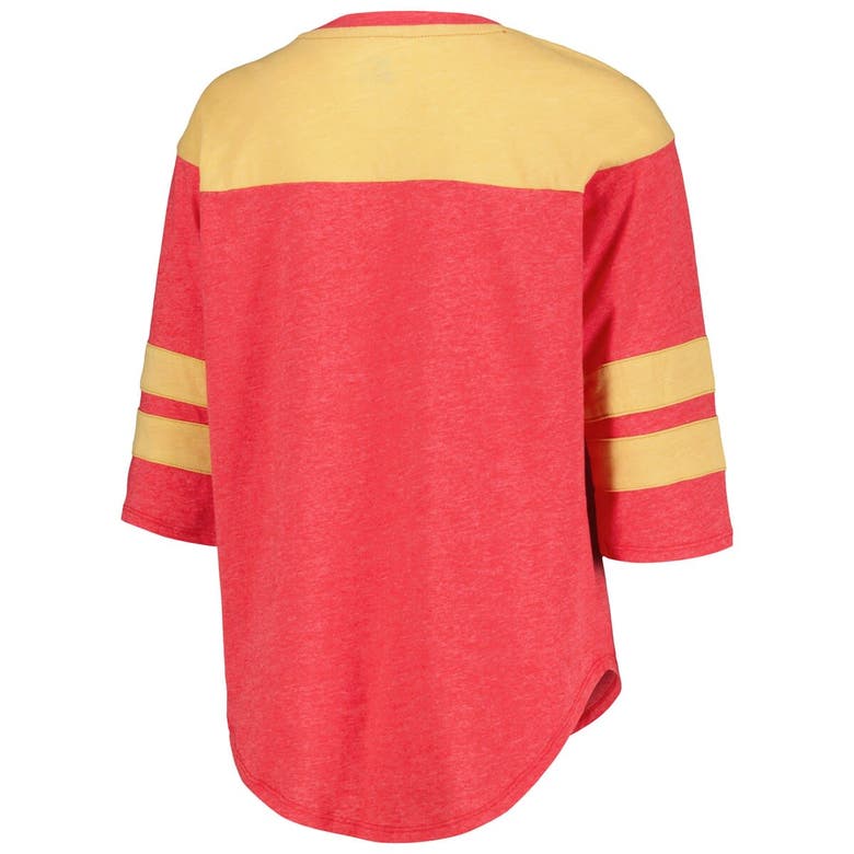 Starter Scarlet San Francisco 49ers Fullback Tri-blend Three-quarter Sleeve T-shirt In Scarlet
