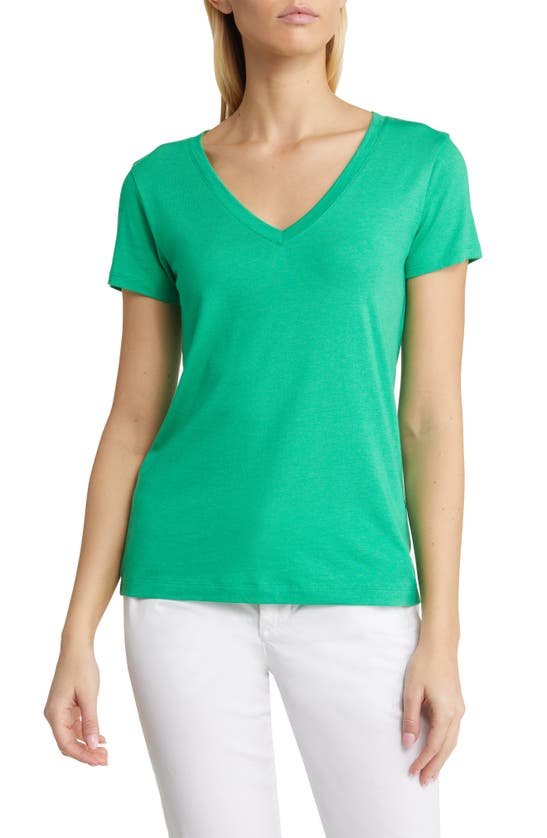Nordstrom Everyday V-neck T-shirt In Green Bright