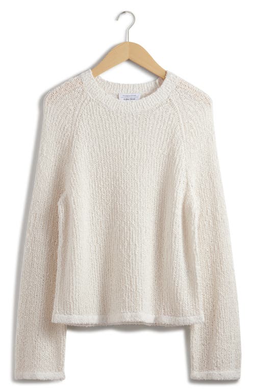 & Other Stories Silk & Cotton Boxy Sweater In White Dusty Light