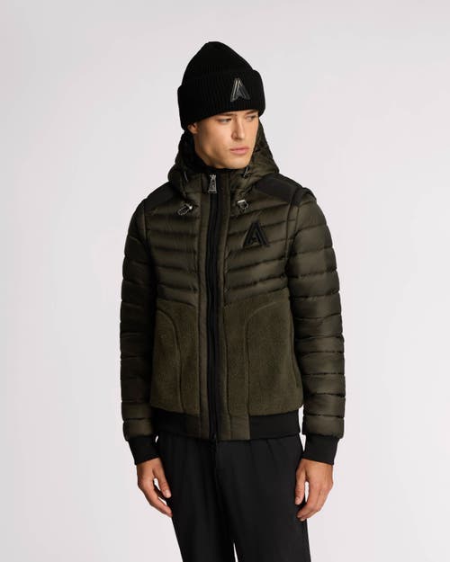 Alpenhaus Kirkjufell 2-in-1 Lightweight Mixed Media Puffer With Removable Sleeves In Moss