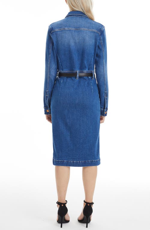 Shop Bayeas Andrea Long Sleeve Denim Midi Shirtdress In Deep Sea