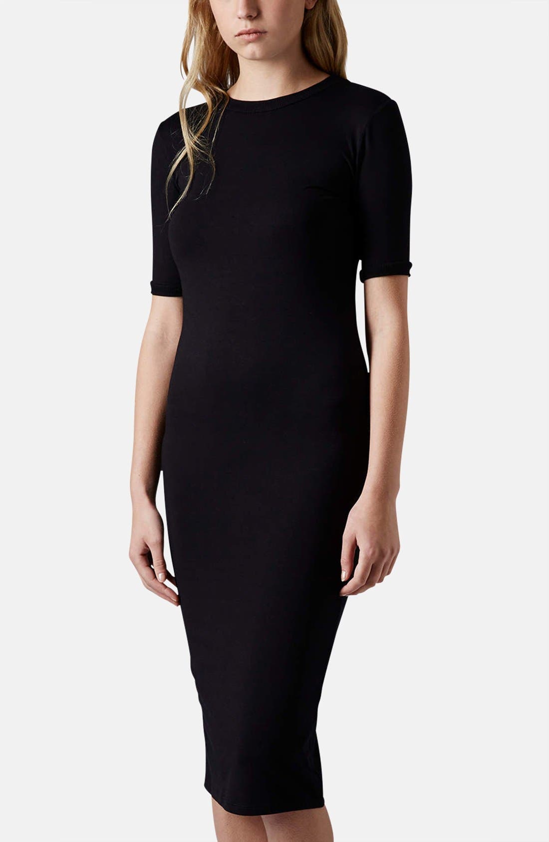 Rib Knit Trim Midi Dress Nordstrom