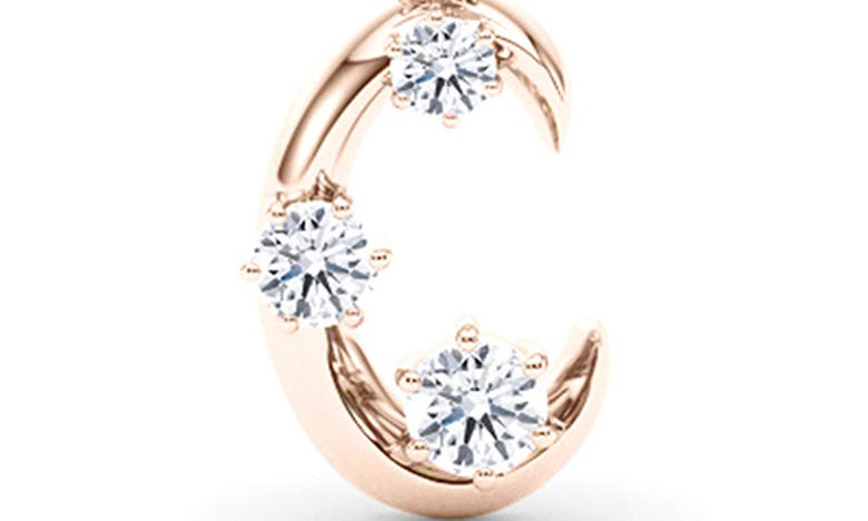 Hautecarat Graduated Lab-created Diamond Initial Letter Pendant Necklace In C - 18k Rose Gold
