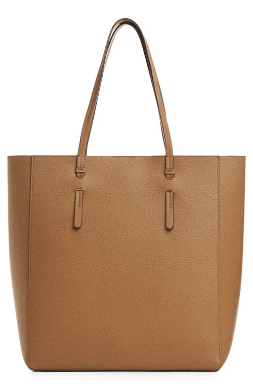 Faux Leather Shopper Tote in Brown Leather