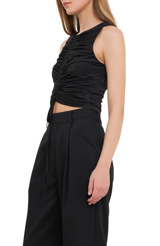 Endless Rose Ruched Stretch Crop Tank In Black