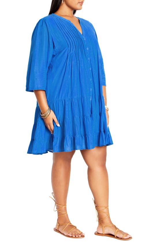 City Chic Milly Button-up Minidress In Ocean