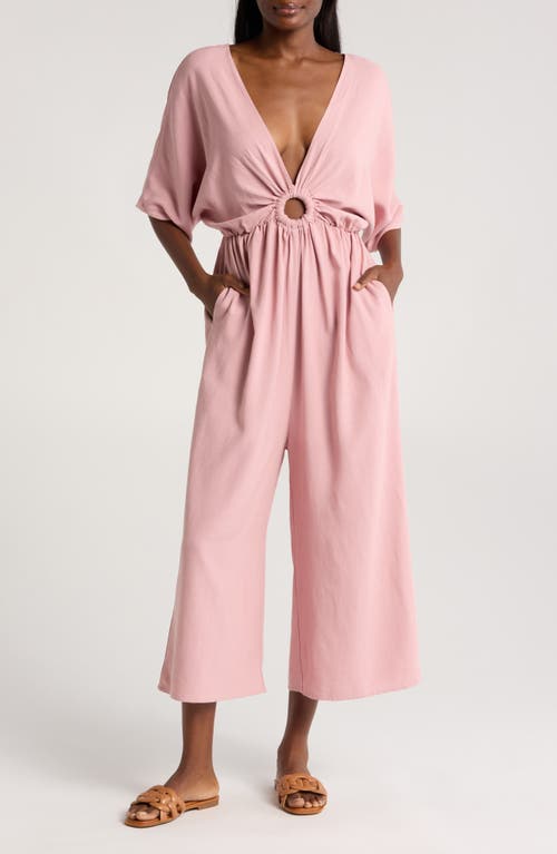 Plunge Neck Jumpsuit in Pink Zephyr