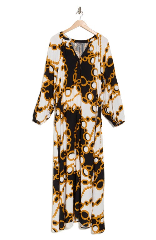 By Design Lauren Printed Long Sleeve Maxi Dress In Geometry Link