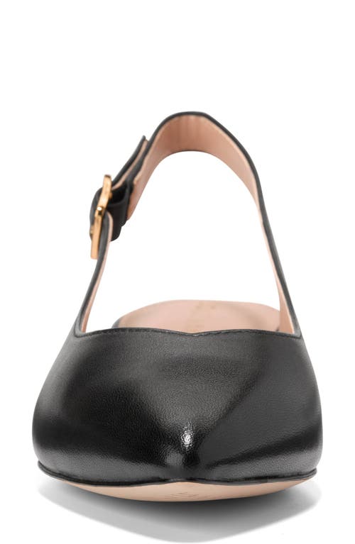 Cole Haan Marlah T-strap Pointed Toe Ballet Flat In Black Leather