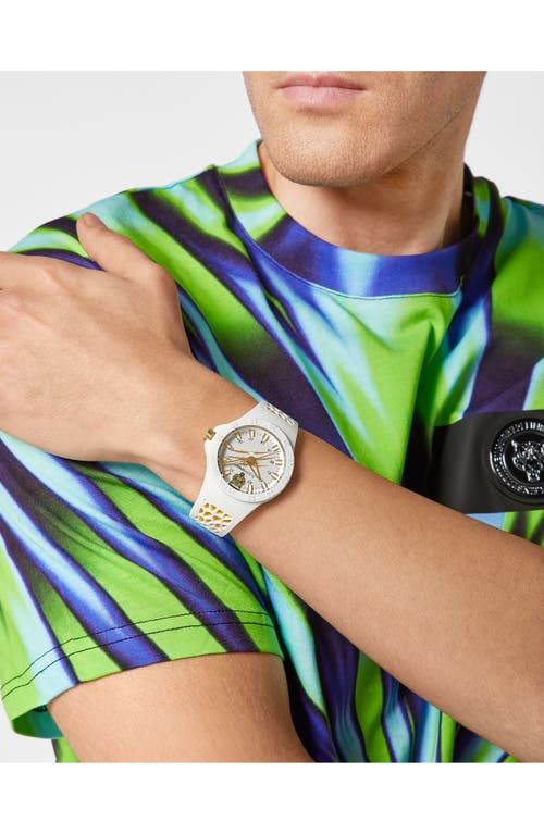 Philipp Plein Sport Three-hand Quartz Silicone Strap Watch, 40mm In White