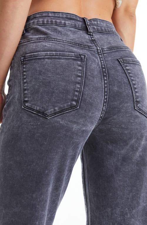 Bayeas High Waist Raw Hem Ankle Wide Leg Jeans In Graphite