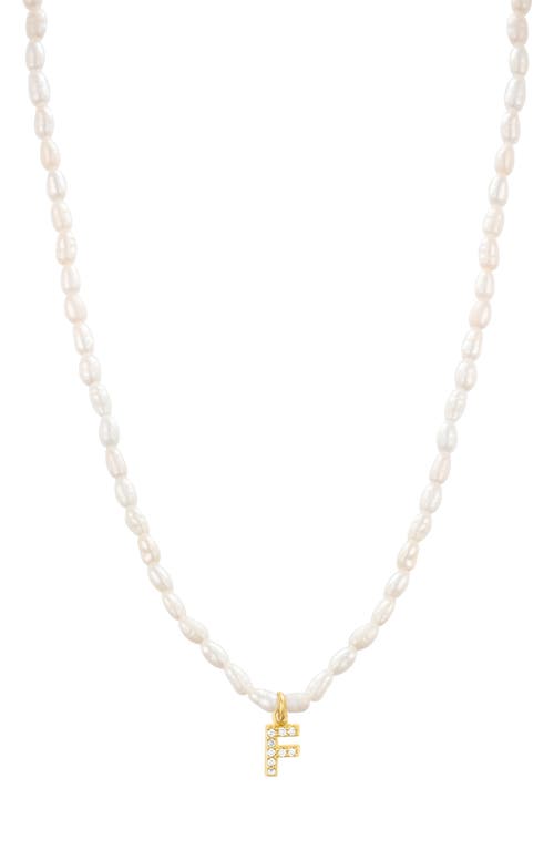 Shop St. Moran Initial Freshwater Pearl Beaded Necklace In White - F