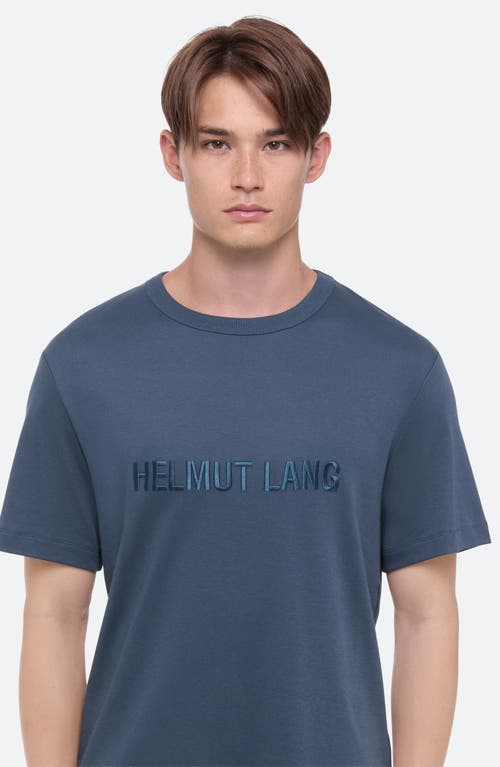 Shop Helmut Lang Tonal Embroidered Logo T-shirt In Deep Sea