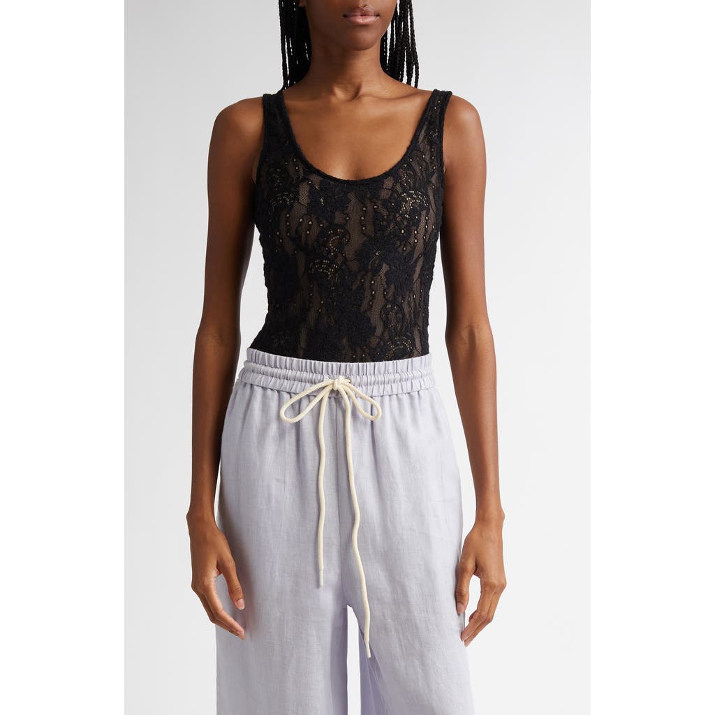 Zimmermann Scooped Stretch-lace Bodysuit In Black