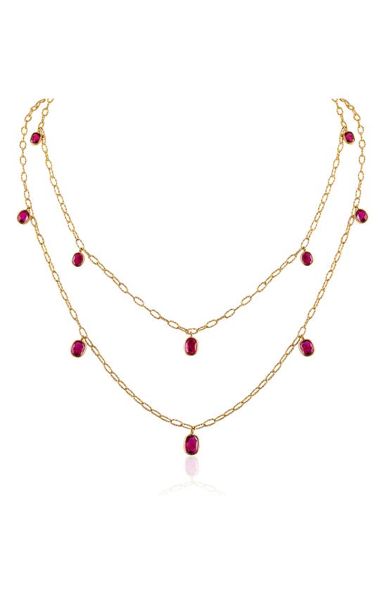 Shop Mindi Mond Ruby Tinsel Charm Chain Necklace In Yellow Gold/ Ruby