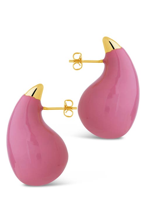 Shop Sterling Forever Brystol Enamel Stud Earrings In Pink/gold