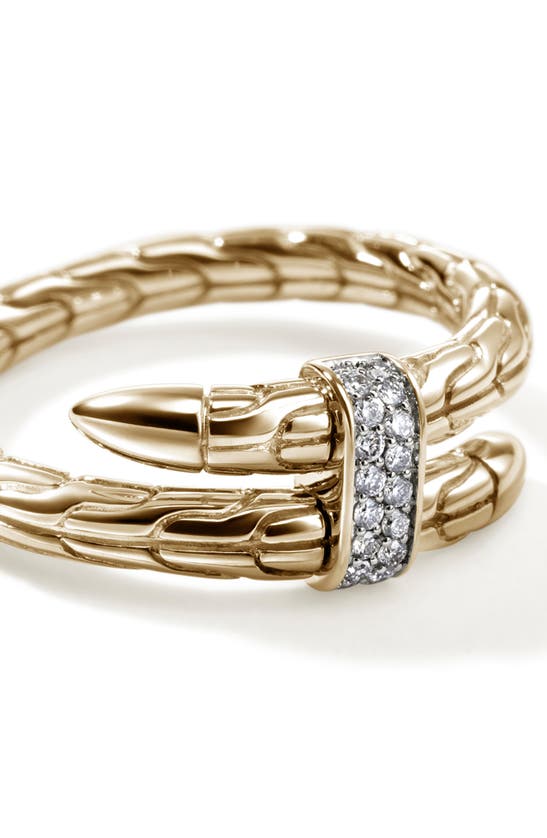 Shop John Hardy Spear Diamond Bypass Ring In Gold
