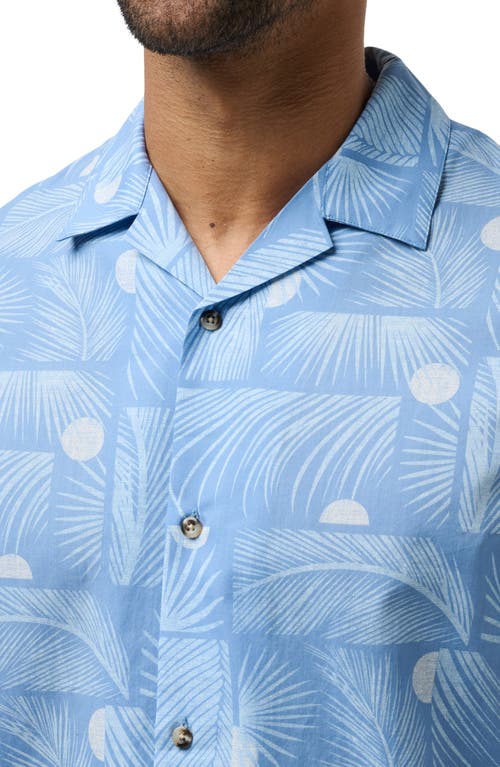 Travismathew Solar Event Tropical Print Lyocell & Cotton Camp Shirt In Quiet Harbor