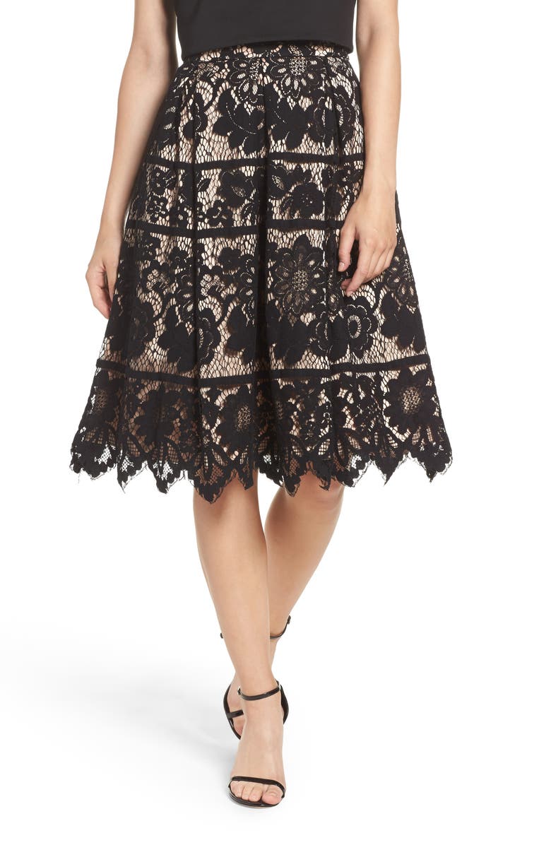 Eliza J Pleated Lace Skirt | Nordstrom